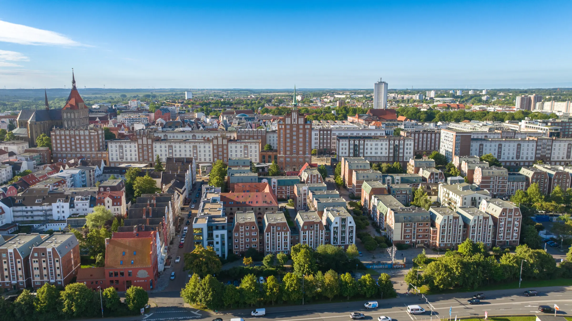 Rostocker Innenstadt aus der Luft